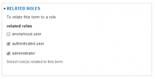 Screen shot of related roles
