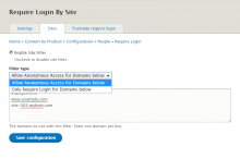 Require Login By Site filter setup