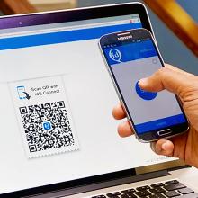 Scanning a QR code with idQ Connect app to login to Drupal site.