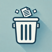 Trash can with documents