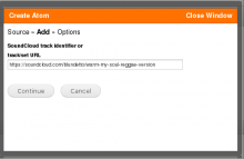 Screenshot of the dialog allowing users to add a Soundcloud atom, Part 2