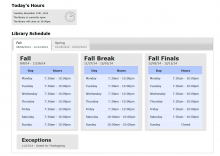 Screen shot of the library schedule module.