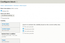 The block configuration form