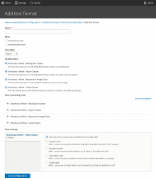 Text formats and editors - Add text format -  Bootstrap Utilities - Text editor filters