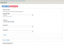 Payer Robokassa settings form