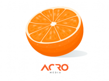 A drawing of half and orange above the Acro Media Logo.