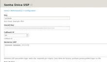 Senha Única Settings