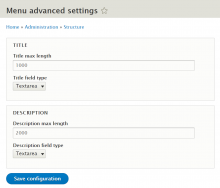 Menu advanced settings
