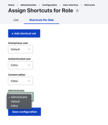 Assign Shortcut Set to a Role