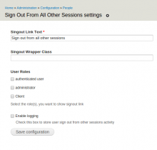 signout sessions settings page