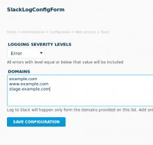 Slack Log config form