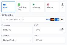 Stripe Payment Element show with the default layout and theme