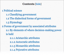 Table of contents