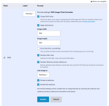 screenshot depicting the SVG image field module's field formatter settings and options