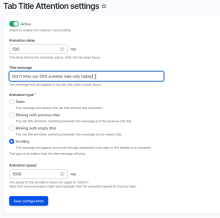 Tab Title Attention settings page