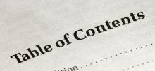 Picture of a printed book's table of contents.