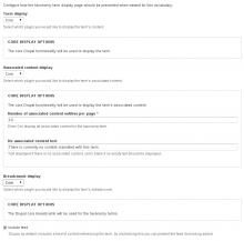 Taxonomy display configuration form