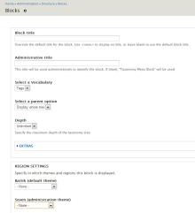 Taxonomy Menu Block configuration