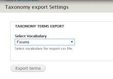 Taxonomy export csv