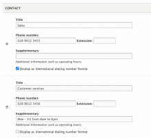 Telephone plus node edit fields