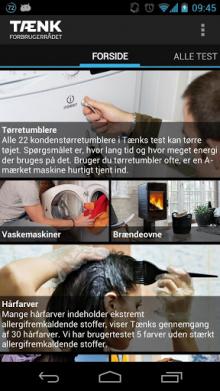 Screenshot from the Danish Consumer Council smartphone app