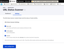 URL Status Scanner settings form