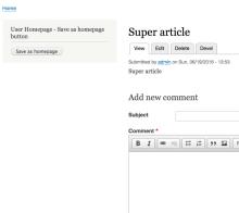 User homepage save button