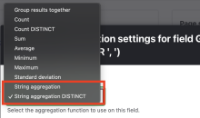 Field string aggregation settings