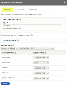 Webform Hubspot Handler configuration form