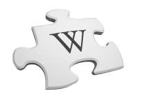 A logo of Wikipedia, a data source for the Puzzler module