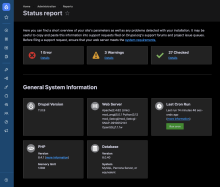 Status report page shown using xClaro and xNavigation colours.