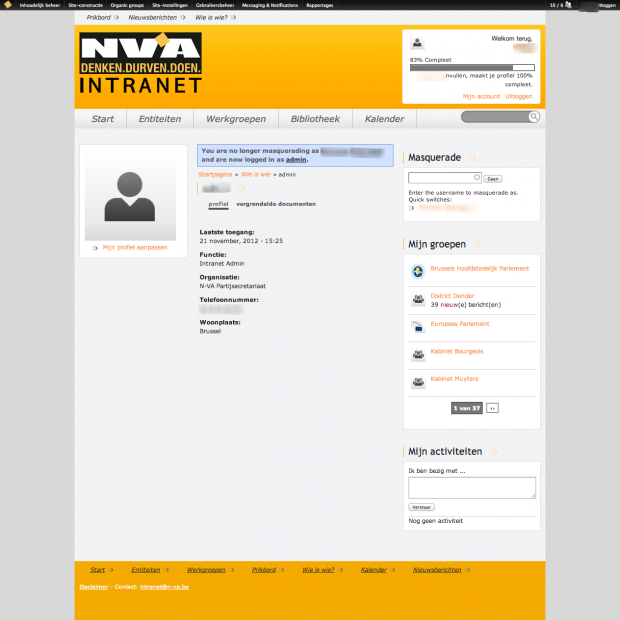 Account page - NV-A intranet Account page - NV-A intranet