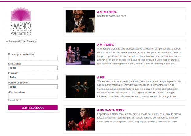  Rojomorgan Drupal Case Study Catalog of Flamenco Shows in Andalusia Searching tool