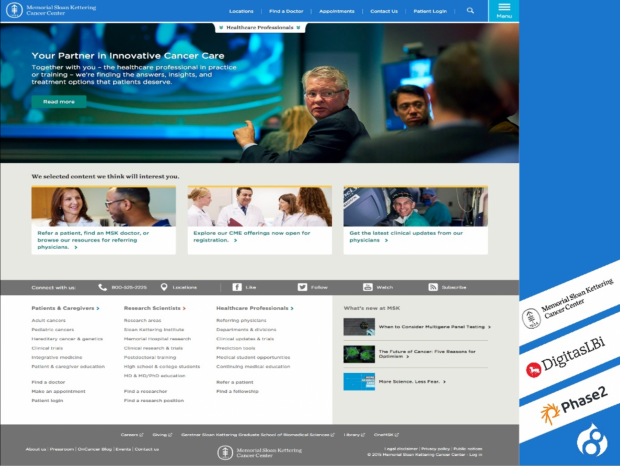 Screenshot of MSK site features