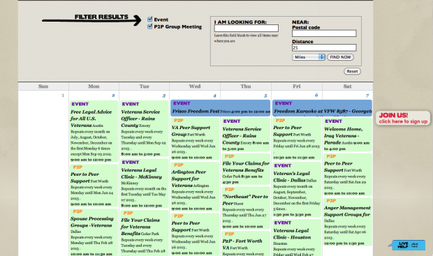 TexVet Calendar of Events Screenshot