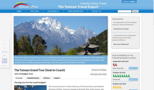 Our tour overview page with it's menu-structure to only show the wanted/needed information.