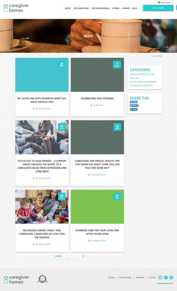 Caregiver Homes blog landing page