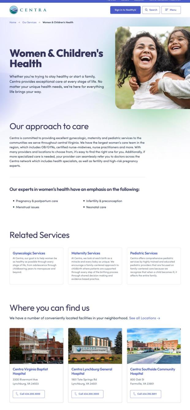 Centra Health Section Page