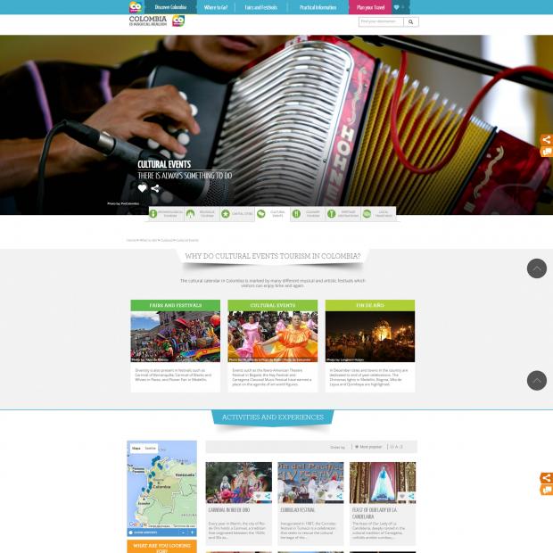 Screenshot Website Colombia travel , photo instrument musical Accordion, Colombia