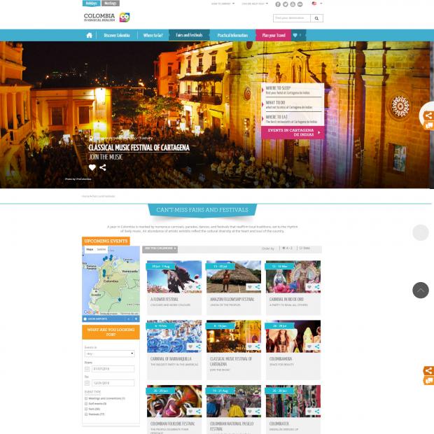Screenshot Website Colombia travel , photo classical music festival of Cartagena, Colombia