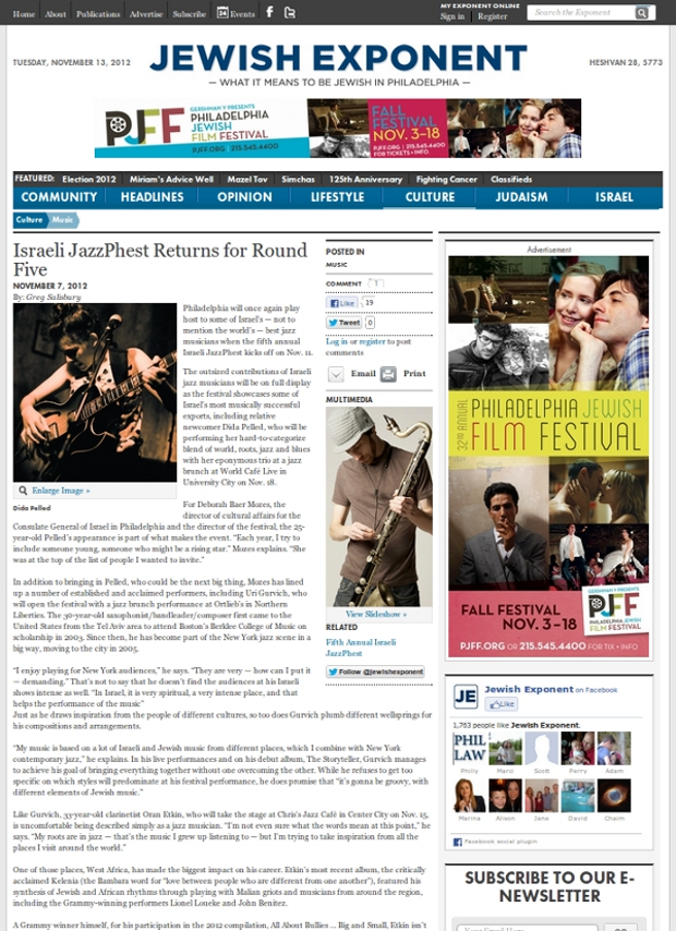Jewish Exponent article detail page