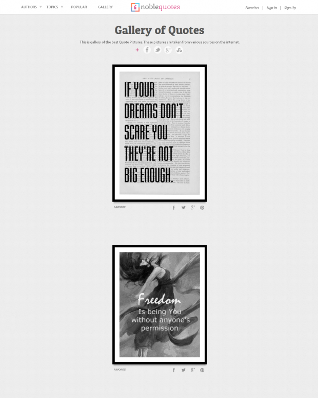 Gallery page NobleQuotes.com snapshot of Gallery page.
