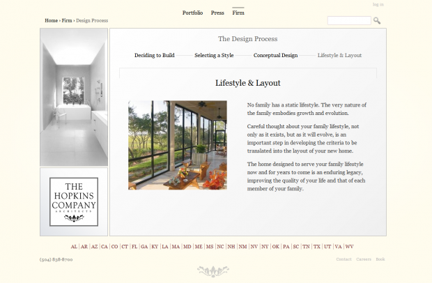 Part 4 of "The Design Process" section of the website, "Lifestyle & Layout"