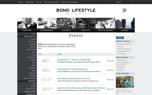 Events overview for Bond Lifestyle