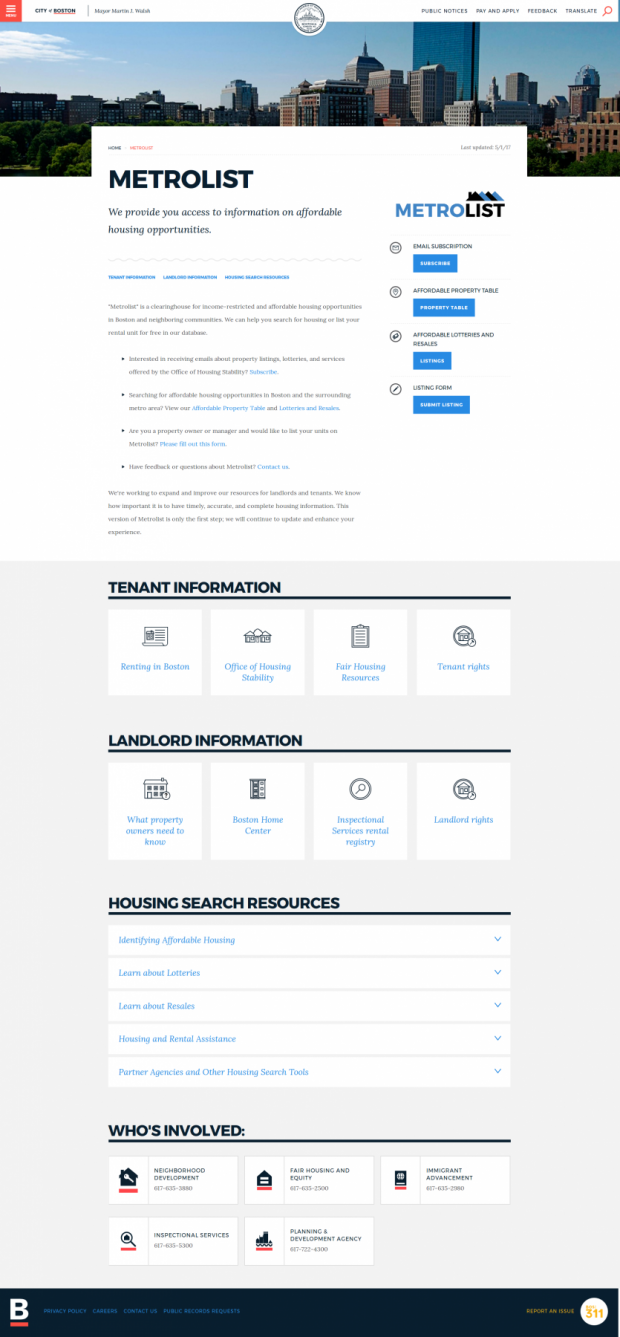 The City of Boston's Metrolist for Affordable Housing