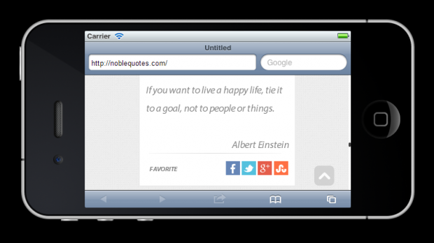 Mobile View NobleQuotes.com snapshot of mobile page.