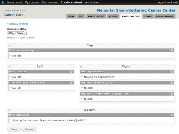 Example of MSK Panels Layout