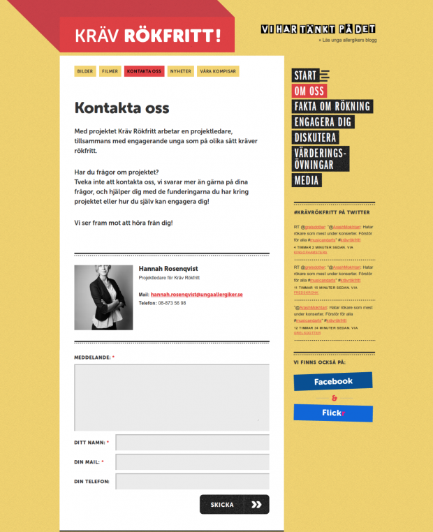 Contact page of Kravrokfritt.se