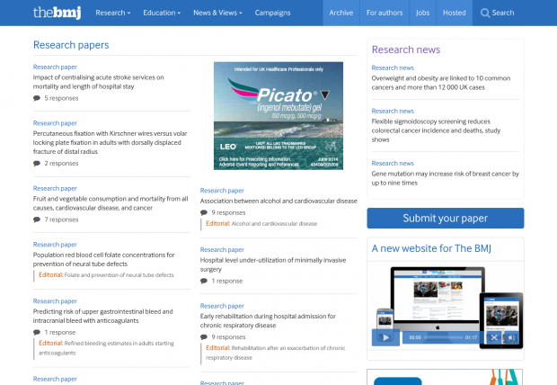 The BMJ research channel page The BMJ research channel page