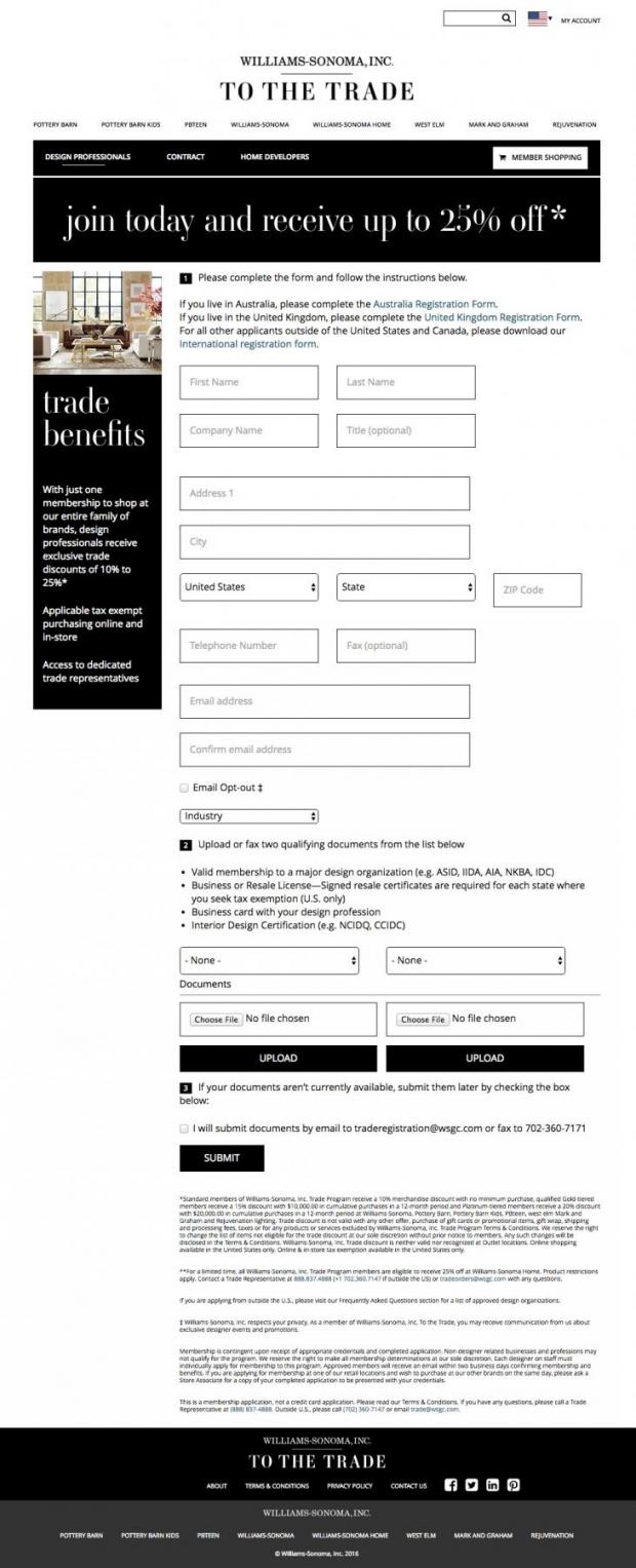 williams sonoma to the trade portal drupal org williams sonoma job application form